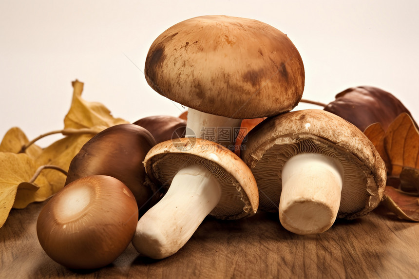 新鲜采摘的蘑菇图片