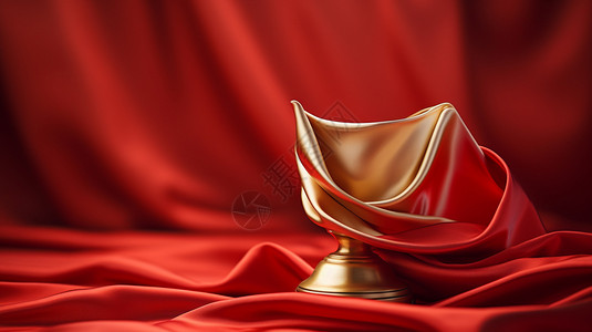 红色背景下的奖杯背景图片