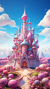 城堡上的蓝天白云背景图片