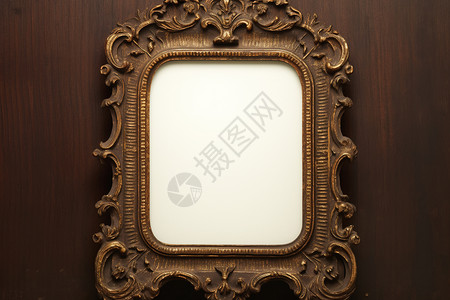 复古裱框金色的镜子框背景