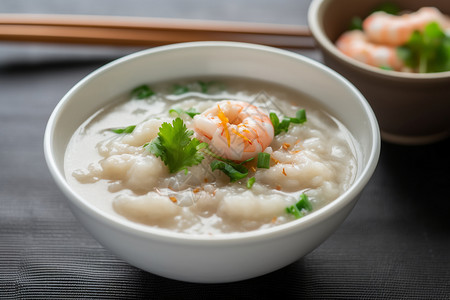 一碗虾仁粥食物虾仁粥高清图片