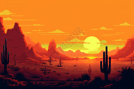日落下的沙漠图片