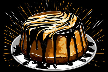 巧克力淋面巧克力味道的蛋糕插画