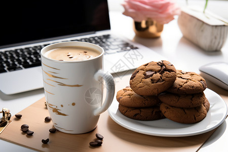 美味的咖啡和饼干图片