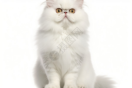 三角嘴的小白猫背景图片