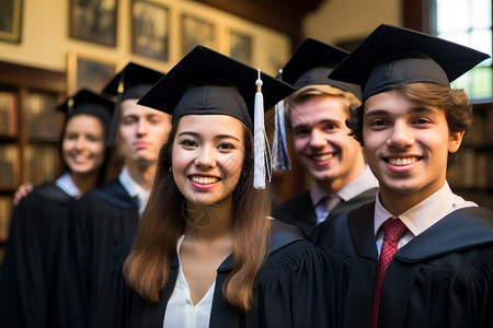 学生毕业拍照留影戴着帽子的外国学生背景