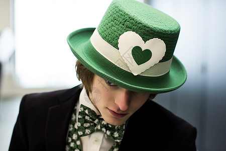 绿帽子节爱尔兰风格的绿帽子背景