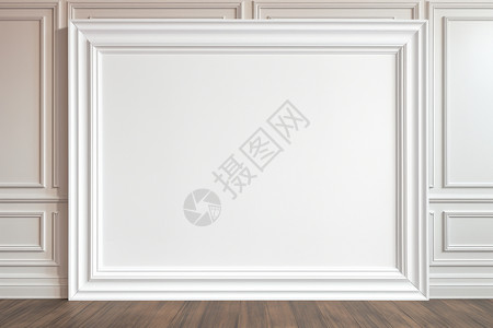白色空房间和层状地板高清图片