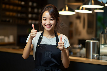 竖着大拇指的女孩图片