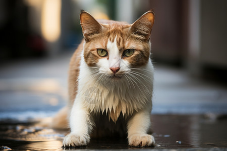 橙色绒毛猫可爱的小猫背景