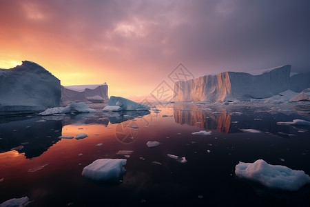 漂浮的岛屿北极冰川背景