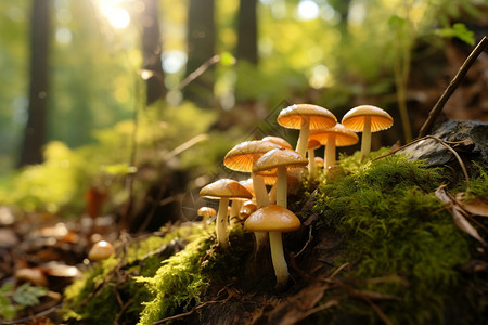 毒驾树桩上的蘑菇背景