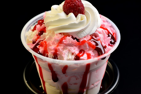 草莓樱桃冰淇淋樱桃洒泉背景