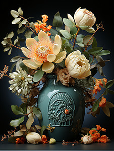 精美树叶精美的花瓶背景