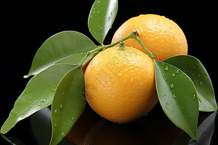 新鲜的水滴洒在橙子上图片