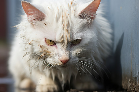 白色猫咪看外面宠物猫咪背景