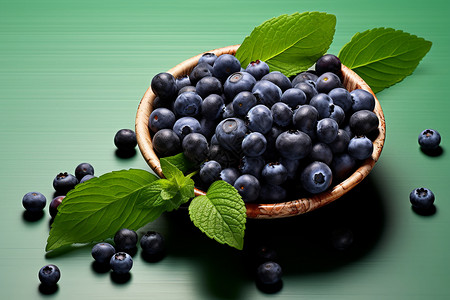 新鲜蓝莓的诱人色彩背景图片