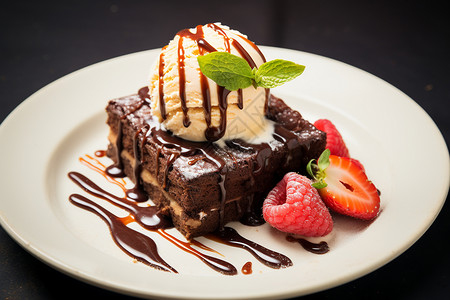 草莓慕斯蛋糕巧克力冰激凌背景