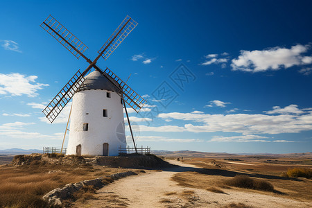 西班牙风景迎风的西班牙风车背景