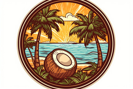 椰树下的椰子背景图片