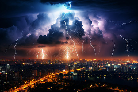 闪电之美动力城市高清图片