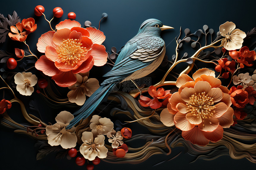 精美的花鸟刺绣图片