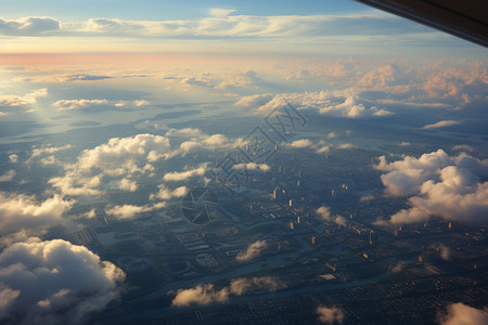 飞机窗外的天空背景图片