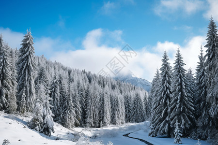 蓝天的雪山图片