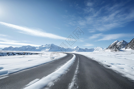 冰山旁的公路高清图片