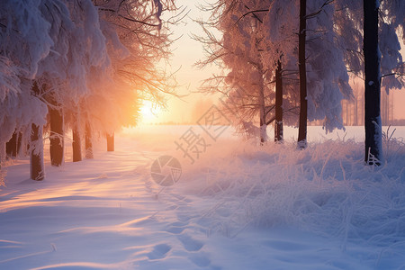 冬日里的森林背景图片
