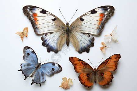 蝴蝶标本飞舞的蝴蝶插画