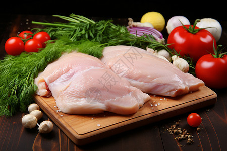 鲜嫩鸡胸肉动物切割高清图片