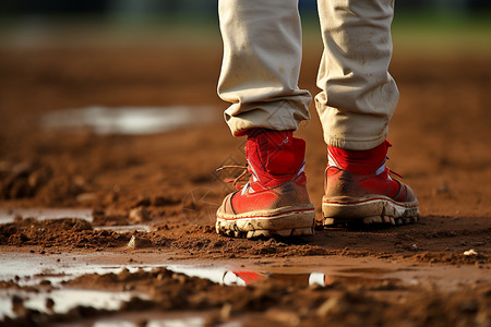 红色的鞋男孩棒球鞋高清图片