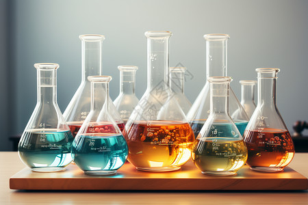 化学实验室的烧杯背景图片