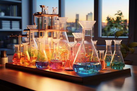明亮化验室中的化学分析高清图片