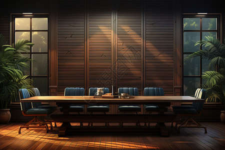 百叶窗的会议室图片