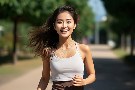 跑步的女生图片