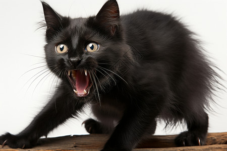 张牙舞爪的黑猫图片