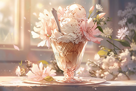 花朵冰淇淋图片