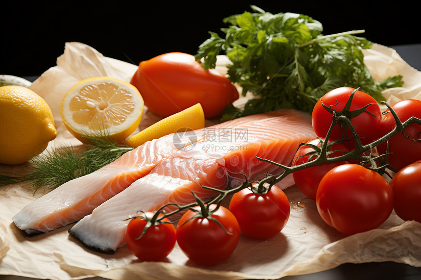 西红柿和三文鱼图片