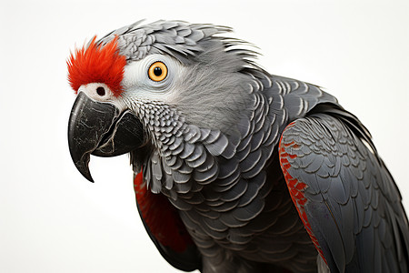 红头的灰色鹦鹉图片