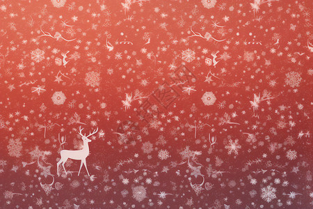 鹿与雪花红色圣诞与雪花高清图片