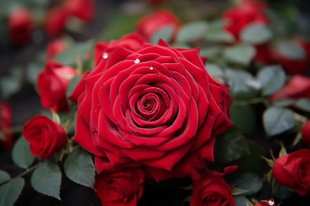 完全盛开的红玫瑰背景