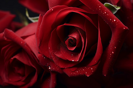 露珠玫瑰花瓣上有露珠的红玫瑰背景