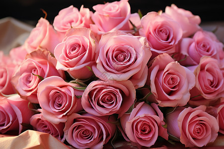 浪漫的粉玫瑰花束背景图片