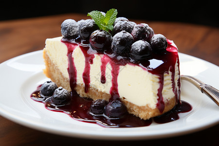 盘子里的蓝莓蛋糕图片