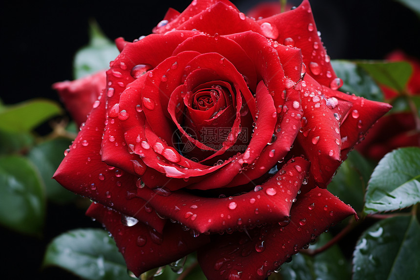 红玫瑰绽放的浪漫时刻图片