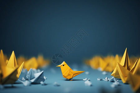 飞翔黄色小鸟手工折纸小鸟背景