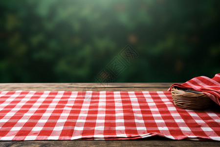 格子面料素材草地上的野餐背景