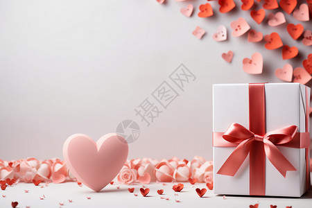 爱心和大礼品盒背景图片